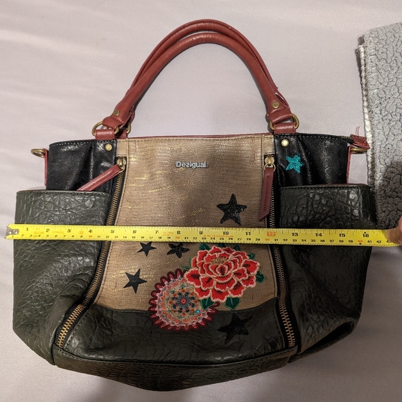DESIGUAL Vinyl Floral Handbag with Varied Colours and Textures - Picture 9 of 15